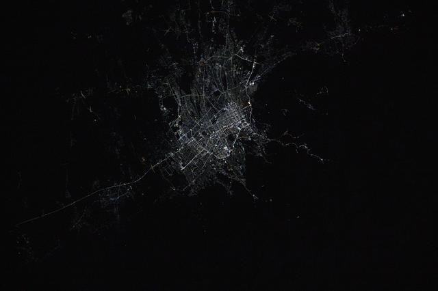 NASA image: Almaty, Kazakhstan's largest city, pictured  at night from the space station