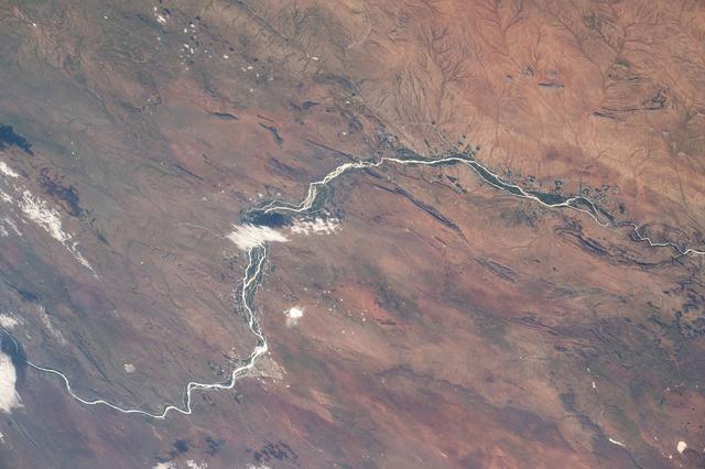 NASA image: A portion of the Orange River, South Africa's longest river