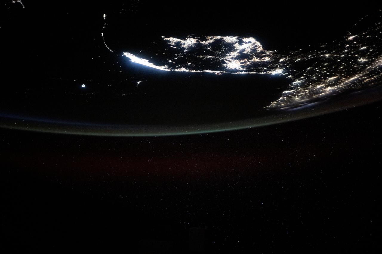 iss072e891004 (March 22, 2025) --- The Florida peninsula and the eastern coast of the United States, including the Bahamas in the Atlantic Ocean, are pictured at 1:37 a.m. local time from the International Space Station as it orbited 260 miles above.