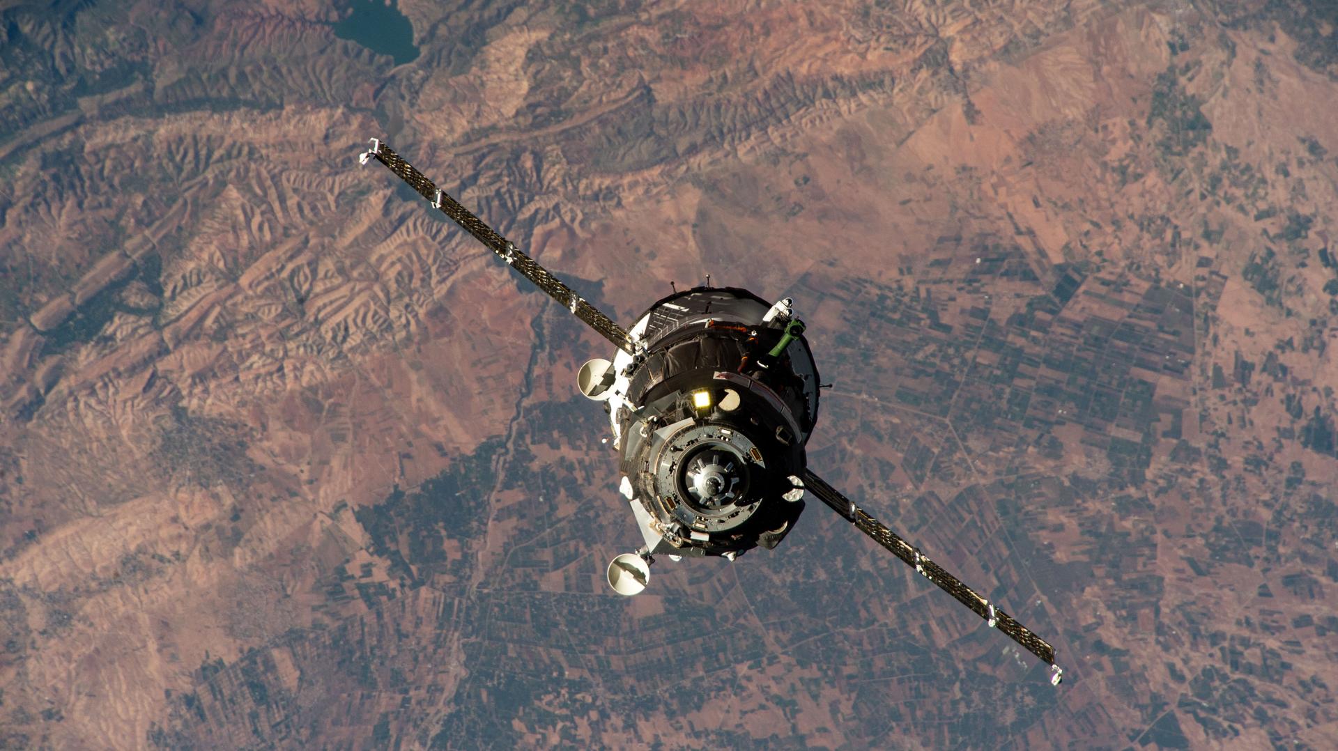 The Soyuz MS-27 spacecraft approaches the International Space Station 259 miles above Morocco on the African continent. The Soyuz spacecraft would dock shortly afterward to the Prichal module bringing NASA astronaut Jonny Kim and Roscosmos cosmonauts Sergey Ryzhikov and Alexey Zubritsky to the orbital outpost.