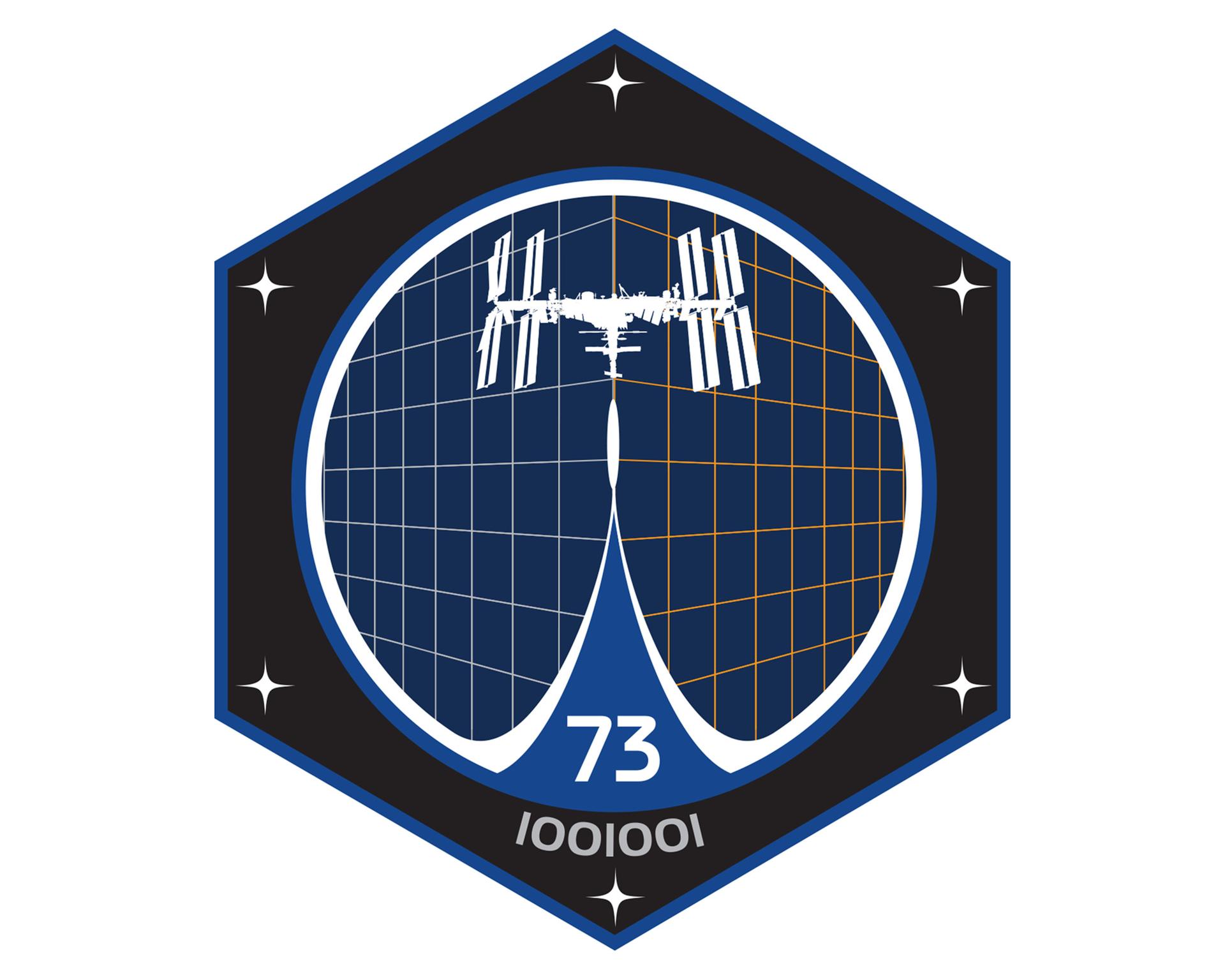 The official insignia of the Expedition 73 crew on the International Space Station.