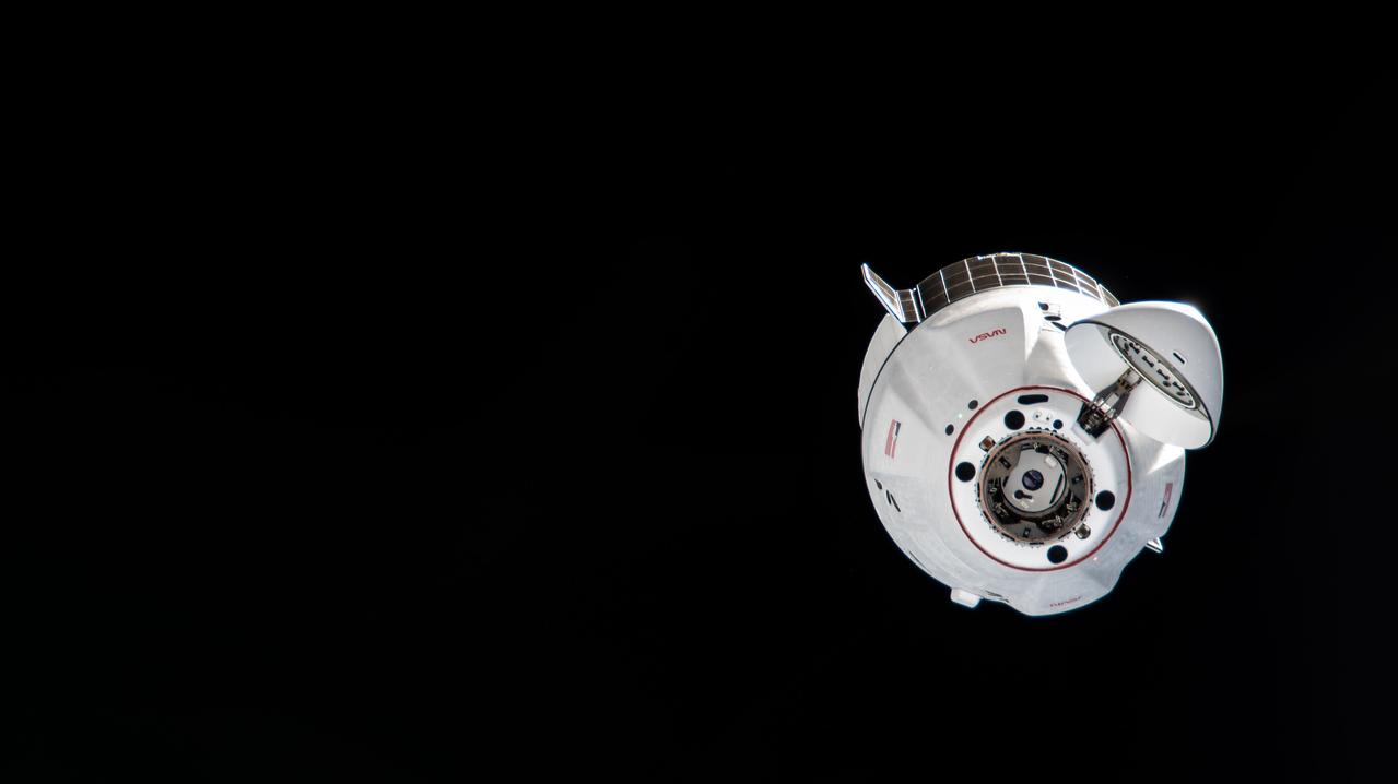 iss073e0000701 (April 22, 2025) --- The SpaceX Dragon cargo craft, with its nosecone open, approaches the International Space Station for an automated docking to the Harmony module's space-facing port. Dragon delivered about 6,700 pounds of new science experiments and crew supplies replenishing the Expedition 73 crew.