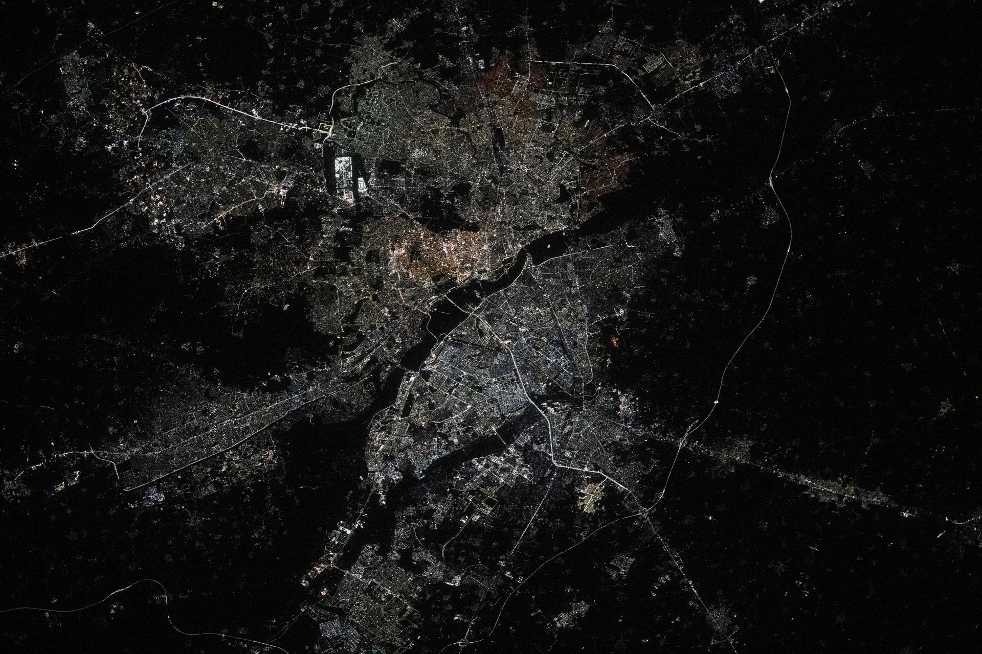 The New Capital Territory of Dehli, a union territory of India hosting a population of about 21.6 million individuals, is pictured at approximately 2:32 a.m. local time from the International Space Station as it orbited 258 miles above.
