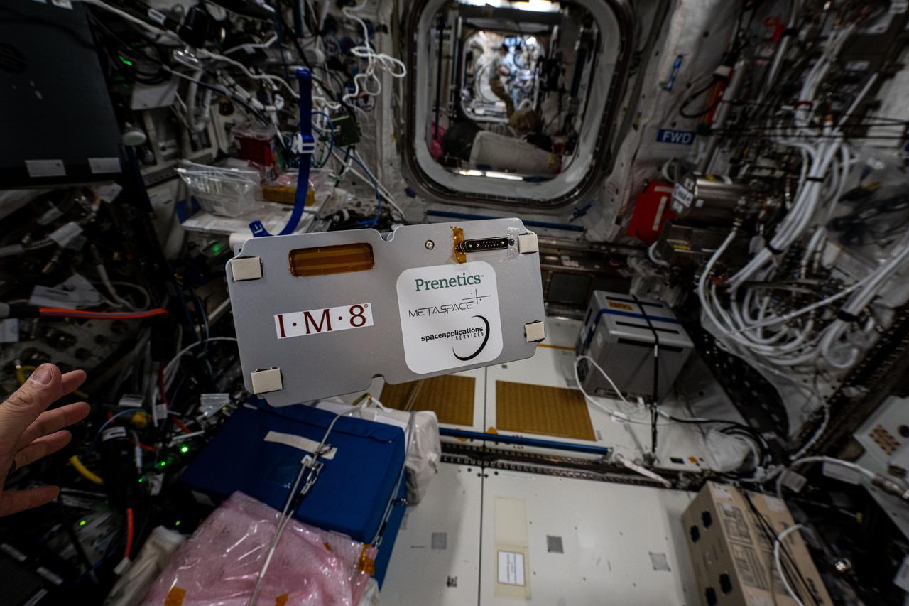 iss073e0001012 (4/23/2025) --- Another view of the ICE Cubes Experiment Cube #9 that hosts the Aging in Microgravity investigation. Aging in Microgravity aims to bridge the gap between aging research and space exploration by investigating common pathways between aging and spaceflight exposure.