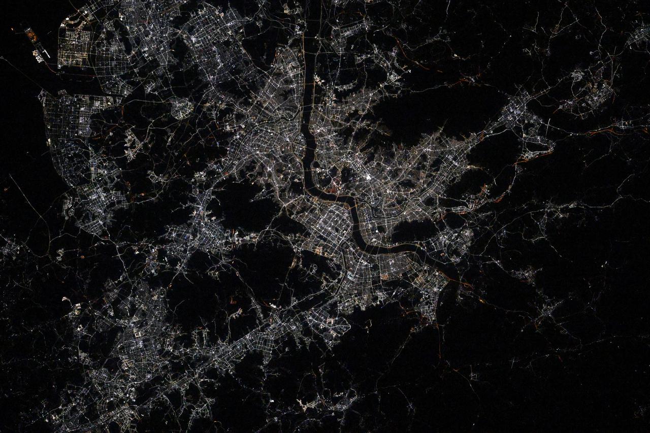 iss073e0003716 (April 24, 2025) --- Seoul, South Korea, the capital of the nation on the southern half of the Korean Peninsula with a population of about 9.6 million and split by the Han River, is pictured at approximately 2:58 a.m. local time from the International Space Station as it orbited 259 miles above the Sea of Japan.