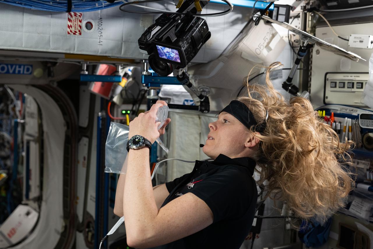 iss073e0025371 (5/7/2025) ---  NASA astronaut Nichole Ayers prepares to swap sample cassettes inside the Advanced Space Experiment Processor-4 (ADSEP-4). The research device enables the automated processing of samples in microgravity, is configurable for space biology and space physics investigations, and can be launched to the International Space Station and returned to Earth inside the SpaceX Dragon cargo spacecraft for further processing and analysis.