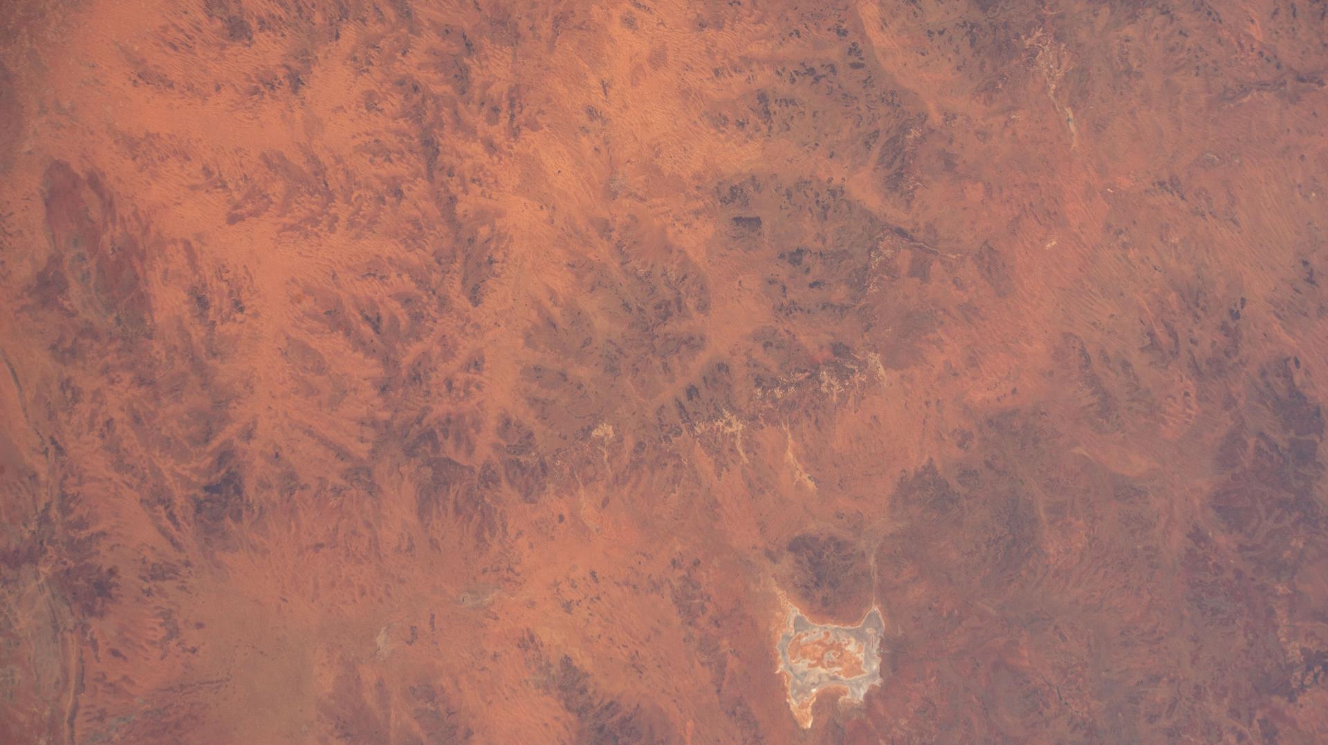 The sparsely populated, hot desert region of Western Australia near Neale Junction Nature Reserve is pictured from the International Space Station as it orbited 265 miles above the continental nation.