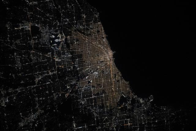 NASA image: Chicago, Illinois, pictured at night from the International Space Station