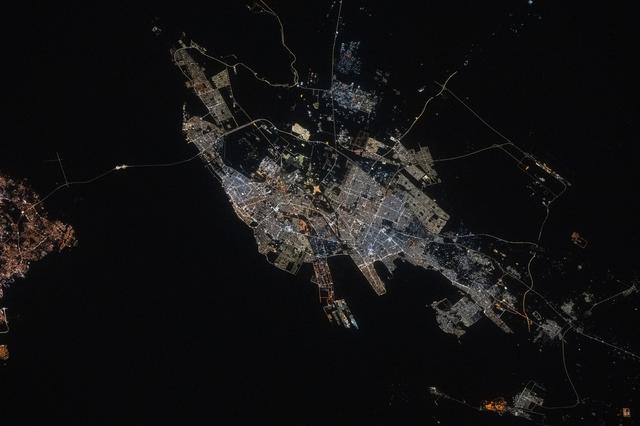 NASA image: The port city of Dammam, Saudi Arabia, pictured at night