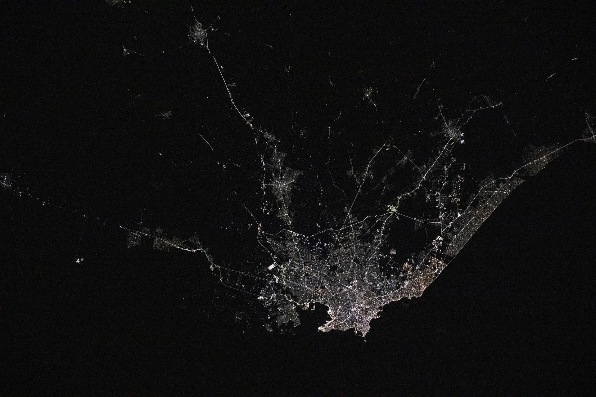 Montevideo, Uruguay, the South American nation's capital and largest city with a population of about 1.28 million on the bank of the Rio de la Plata, is pictured at approximately 4:43 a.m. local time from the International Space Station as it orbited 267 miles above.