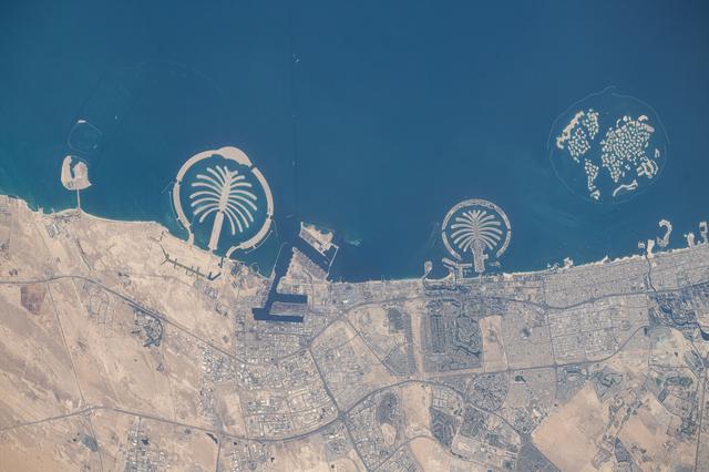 NASA image: Artificial islands built on the Persian Gulf coast of Dubai, United Arab Emirates