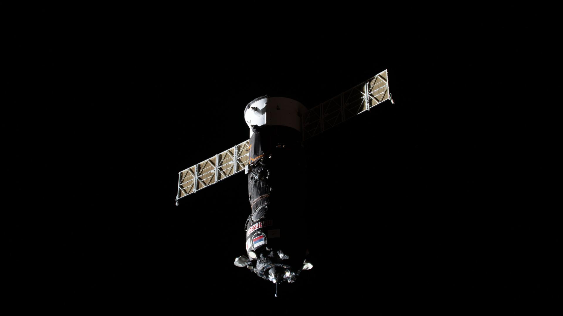 Progress 93 Cargo Craft Approaching Station for Docking