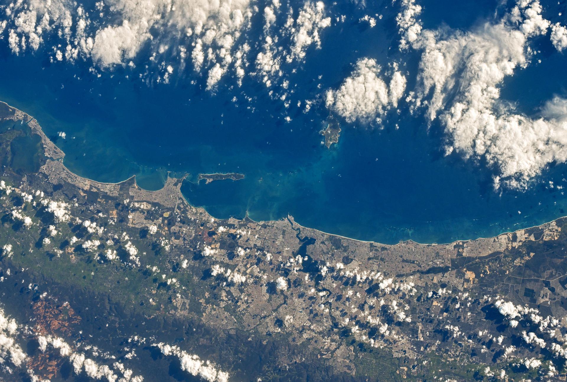Perth, Australia, with a population of about 2.3 million on the island continent's Indian Ocean coast, is pictured from the International Space Station as it orbited 263 miles above.
