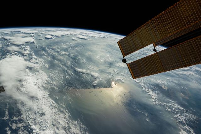 NASA image: The sun's glint beams off the Yellow Sea coast of Jiangsu Province, China