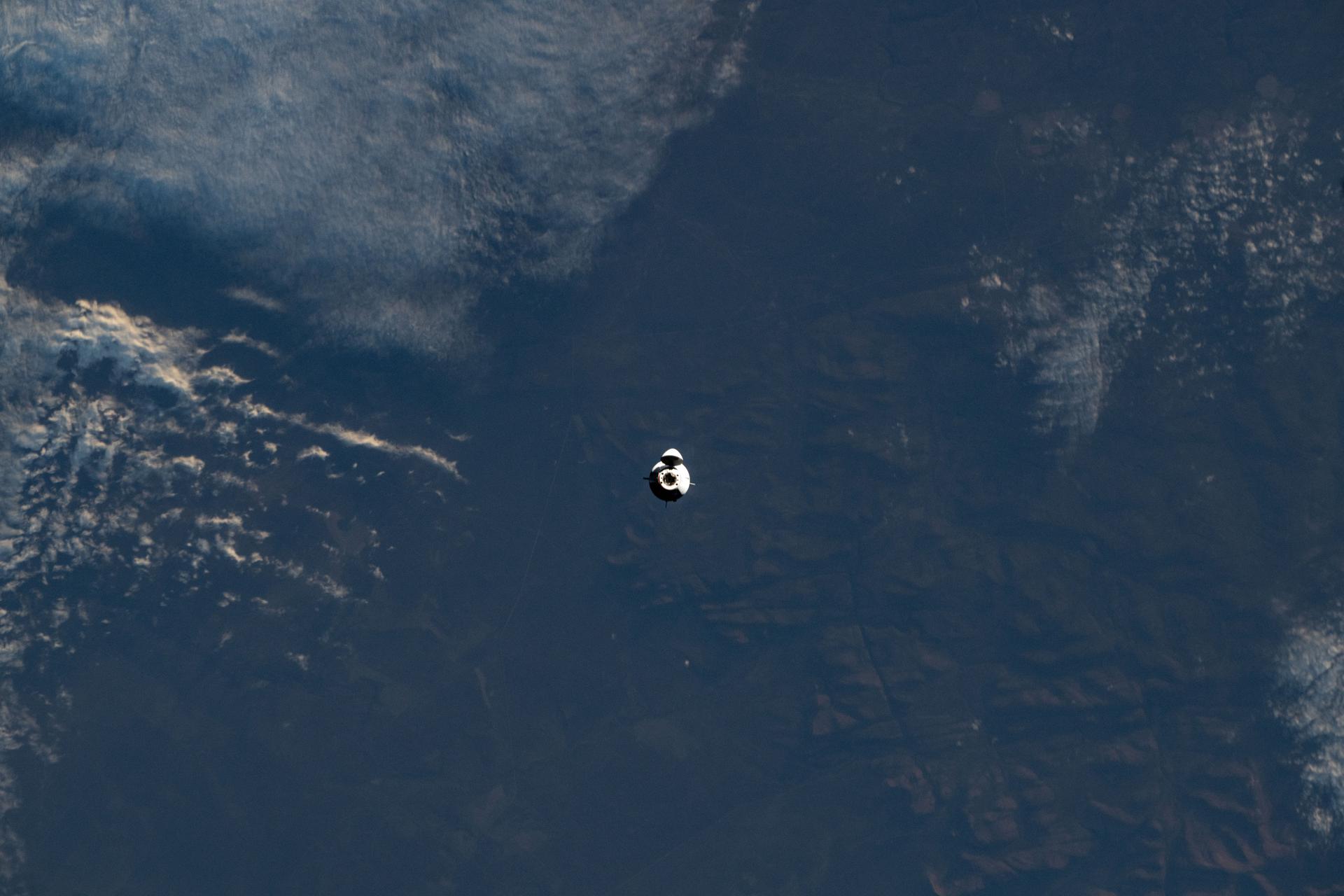 The SpaceX Dragon spacecraft carrying NASA's Crew-11 mission approaches the International Space Station while orbiting 260 miles above the Indian Ocean coast of Tanzania on the African continent.
