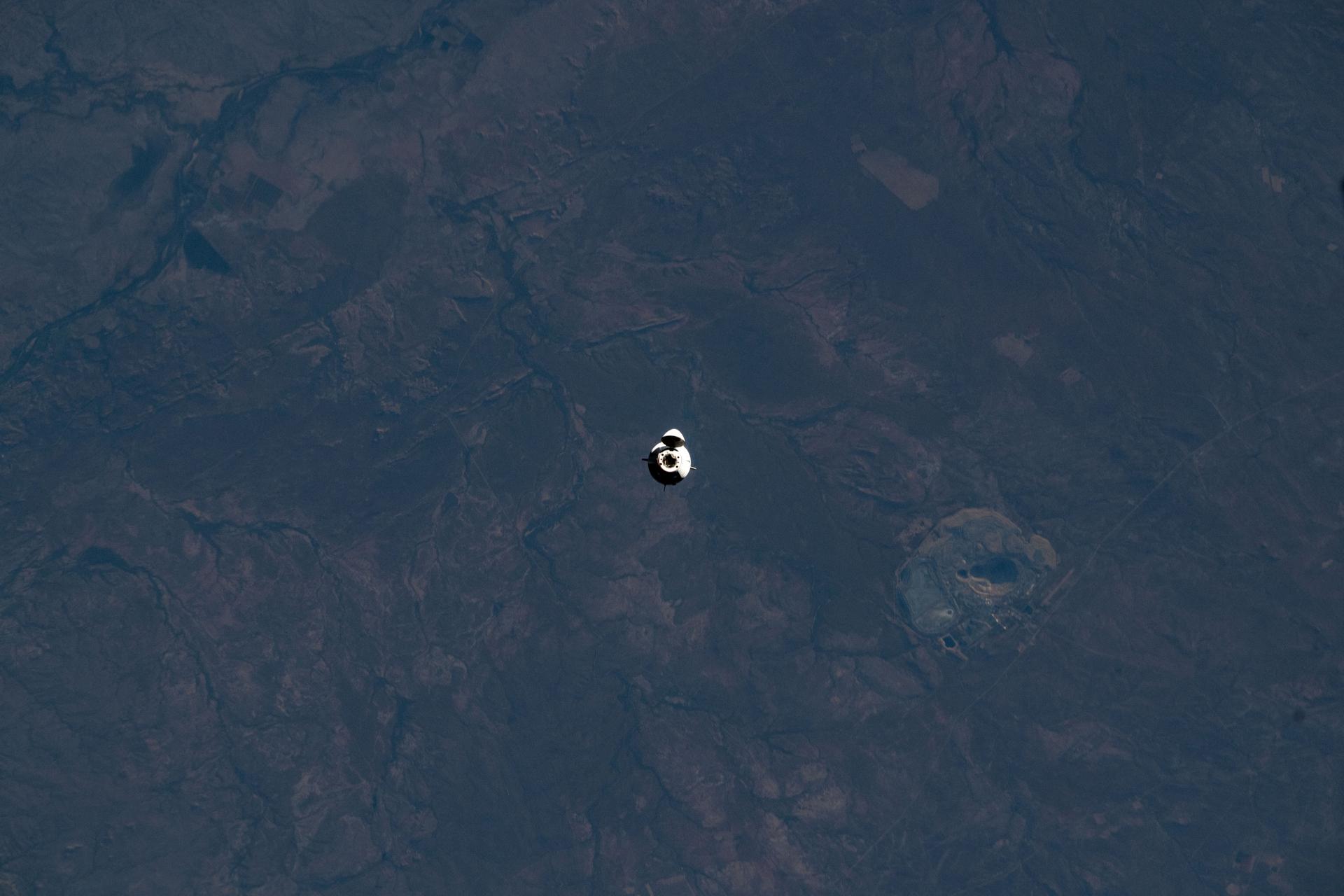 The SpaceX Dragon spacecraft carrying NASA's Crew-11 mission approaches the International Space Station while orbiting 260 miles above the Indian Ocean coast of Tanzania on the African continent.