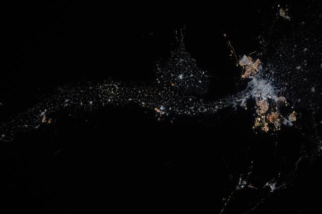 NASA image: Egypt’s Nile River stretches is pictured at night from the International Space Station