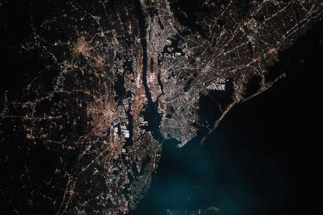 NASA image: A nighttime view of the New York-New Jersey metropolitan area