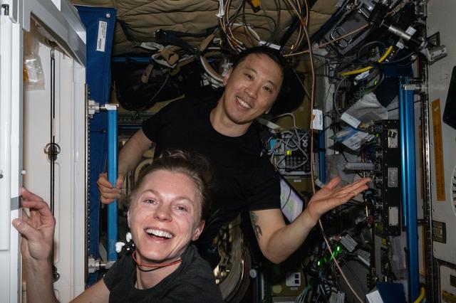NASA image: NASA astronauts Zena Cardman and Jonny Kim smile for a portrait