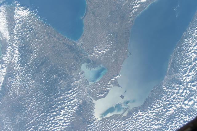 NASA image: Detroit, Michigan, sits on the banks of the Detroit River