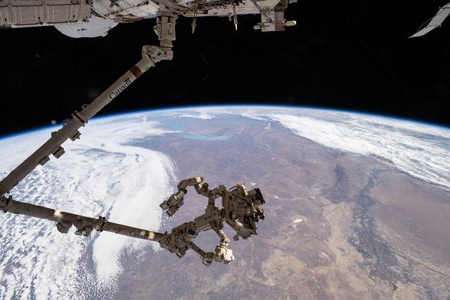NASA image: The Canadarm2 robotic arm, with Dextre—its fine-tuned robotic hand