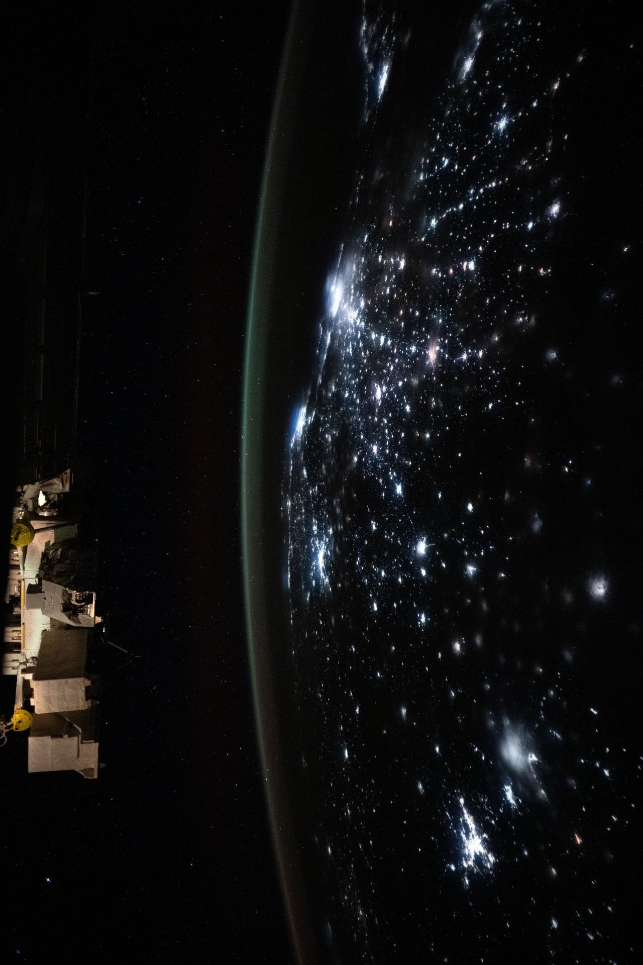 City lights dot the Brazilian landscape and trace a path to Rio de Janeiro and São Paulo (center) on the Atlantic coast in this photograph taken at approximately 2:17 a.m. local from the International Stace Station as it orbited 263 miles above.