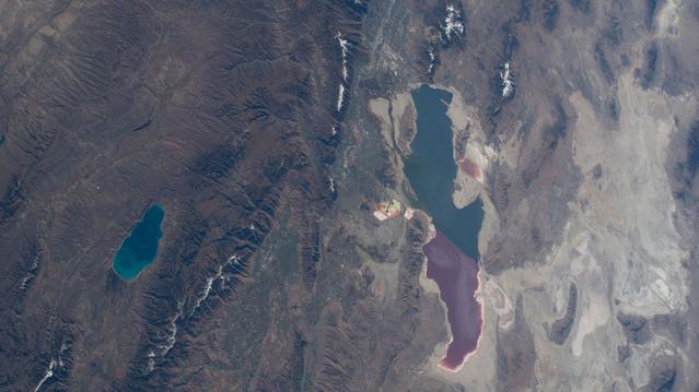 NASA image: Bear Lake and Great Salt Lake