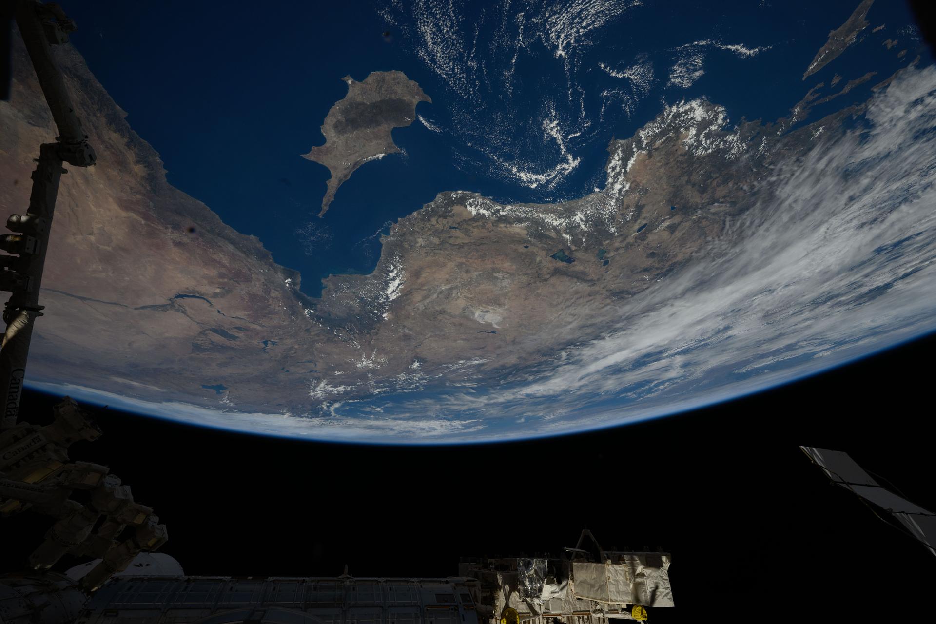 The Republic of Cyprus—an island inhabited for over 12,000 years and home to the world’s oldest named wine, produced for more than 4,000 years—is pictured in the Mediterranean Sea from the International Space Station as it orbited 262 miles above, heading northwest toward Türkiye.
