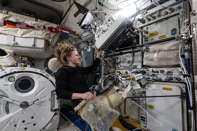 NASA image: NASA astronaut Zena Cardman works inside the Kibo laboratory module