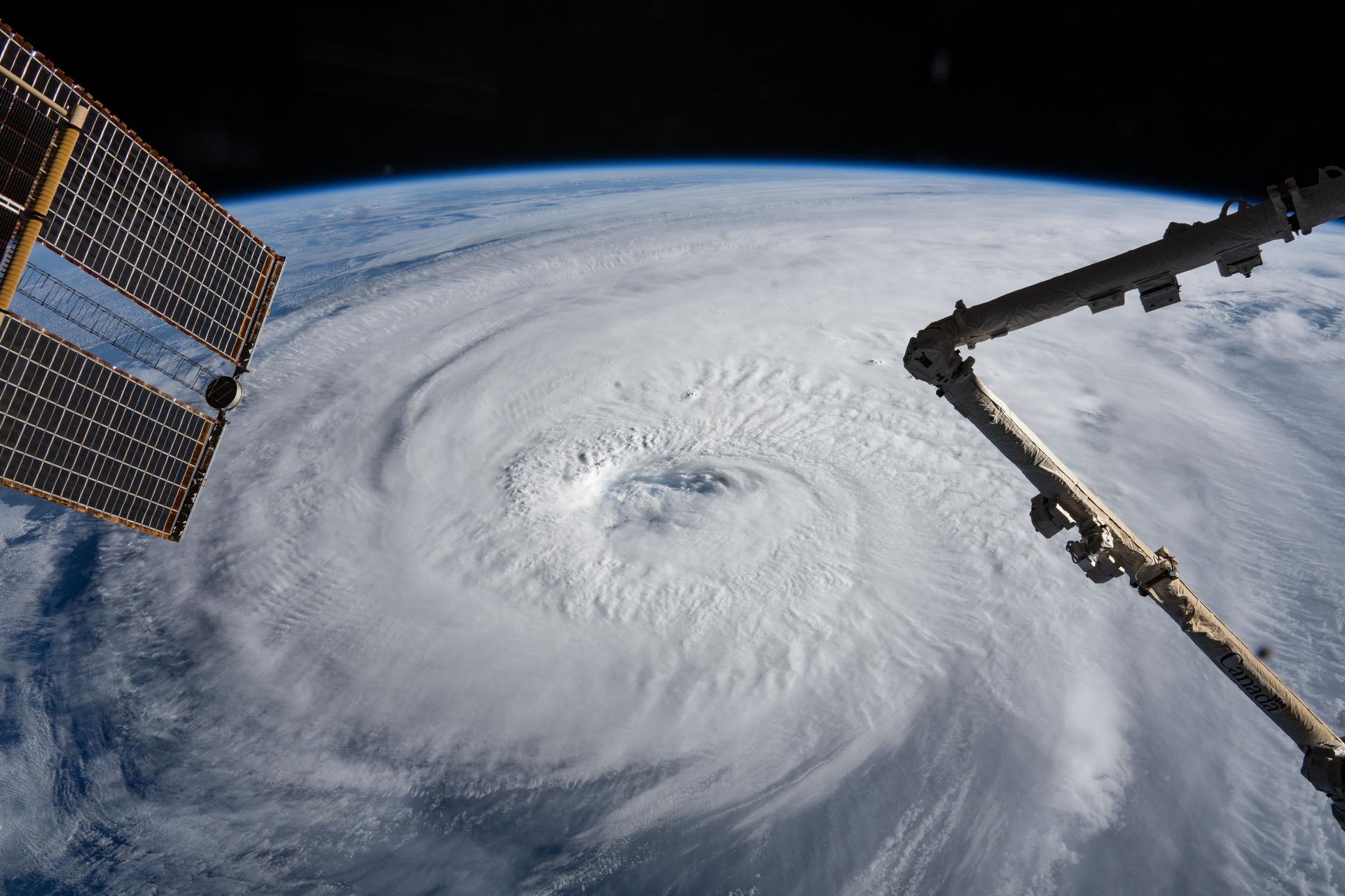 Category 4 Typhoon Halong is pictured south of Japan from the International Space Station as it orbited 261 miles above the Pacific Ocean.