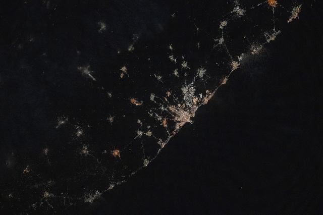 NASA image: The city lights of Bari, Italy, and its surrounding suburbs