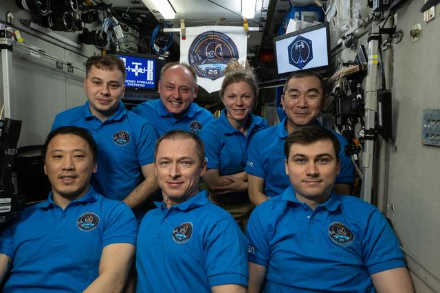 NASA image: The seven-member Expedition 73 crew poses for a portrait on Nov. 2, 2025