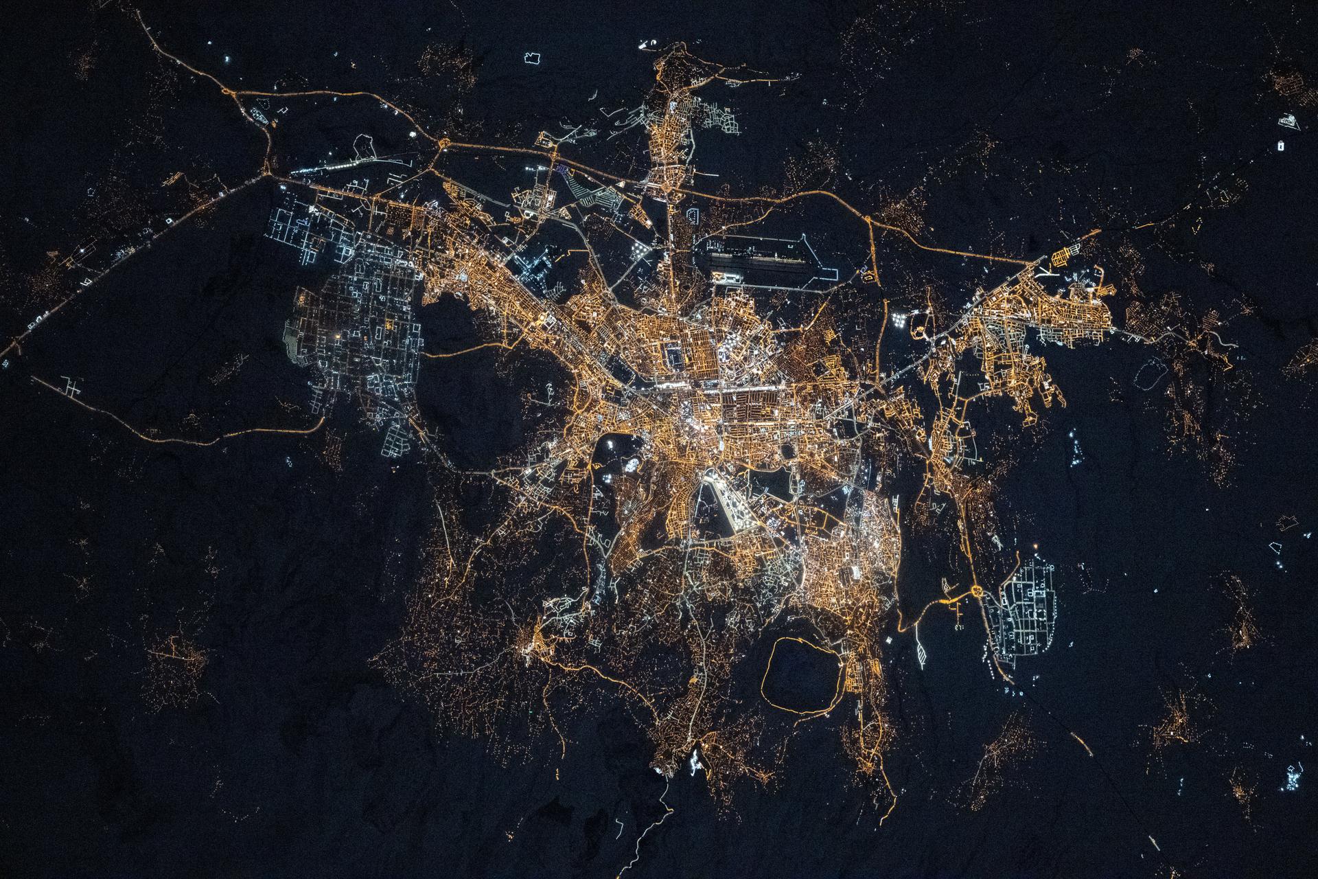 Kayseri, Türkiye—one of the oldest cities in the world at around 5,000 years old and home to about 1.45 million people in the nation’s Central Anatolia Region—is pictured from the International Space Station as it orbited 262 miles above Earth at approximately 10:59 p.m. local time.