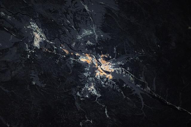 NASA image: The culturally vibrant city of Irkutsk, Russia, is split by the Angara River