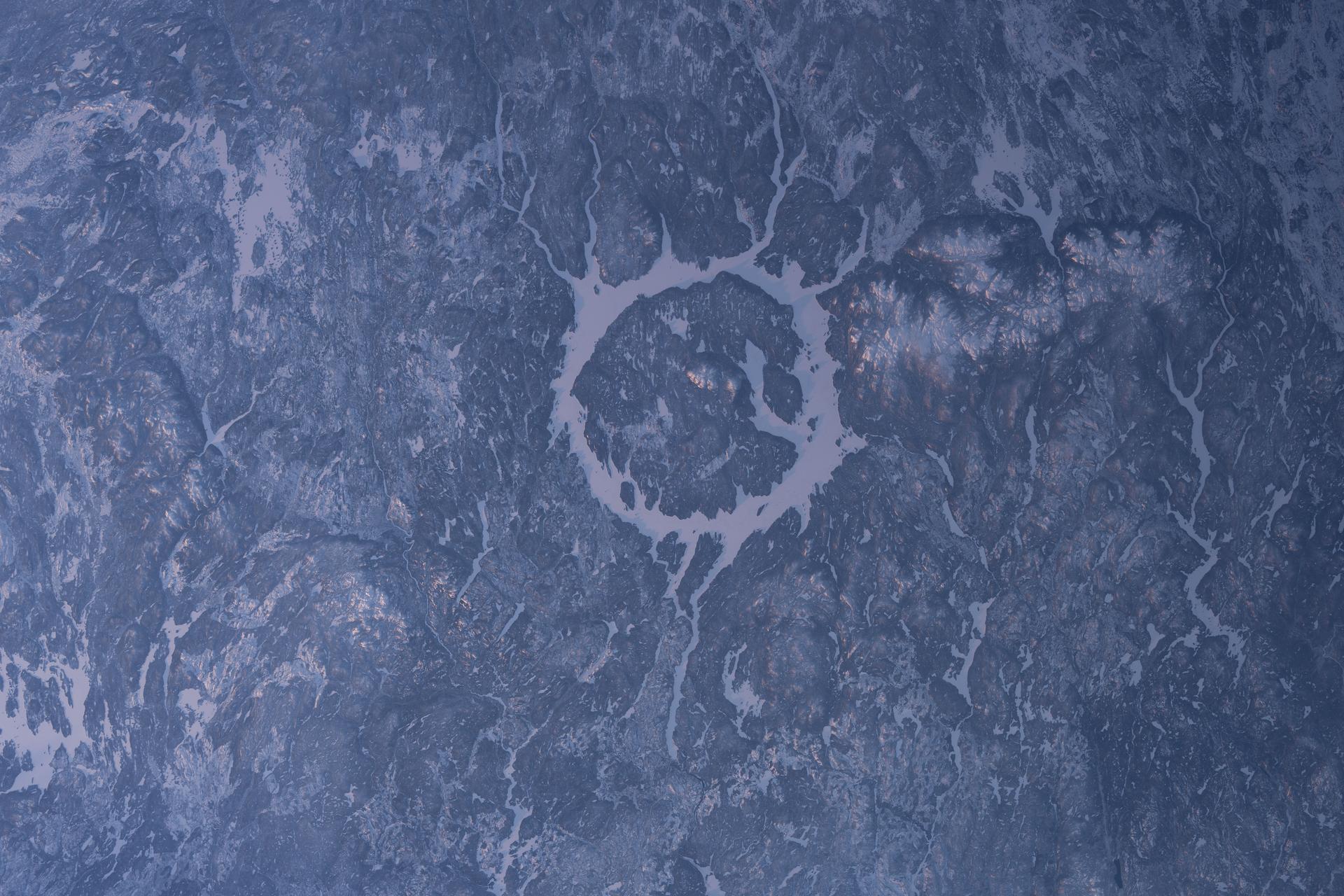 The Manicouagan Crater in Quebec, formed about 214 million years ago by a massive meteorite impact, is one of the largest craters on Earth. It is surrounded by a ring-shaped lake called the Manicouagan Reservoir and is part of a major hydroelectric system that contributes significantly to Quebec’s energy supply. The International Space Station was orbiting 263 miles above Canada's cold, dry wintry landscape at the time of this photograph.