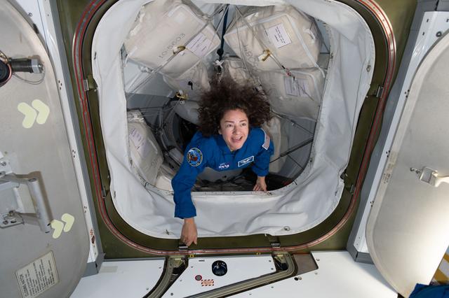 NASA image: NASA astronaut Jessica Meir enters the International Space Station