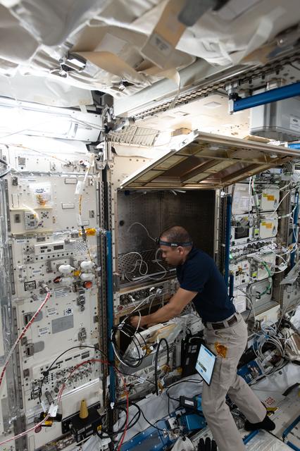 NASA image: NASA astronaut Chris Williams configures advanced robotics hardware