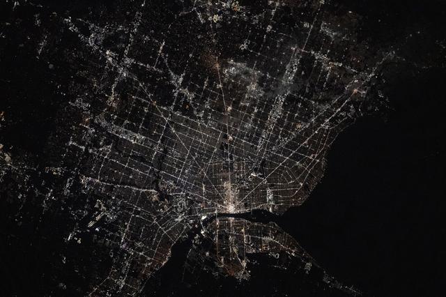 NASA image: Detroit, Michigan, pictured at night from the International Space Station