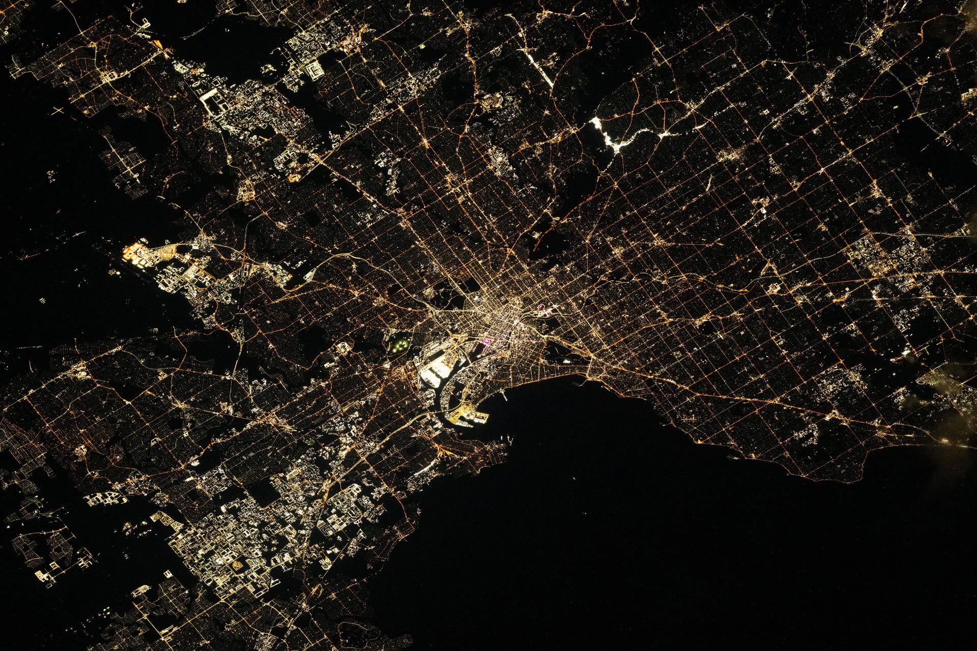 Melbourne, Australia—home to more than 5.4 million people and known for its highly changeable, continental‑style climate—is pictured at approximately 1:24 a.m. local time from the International Space Station as it orbited 265 miles above the island continent.