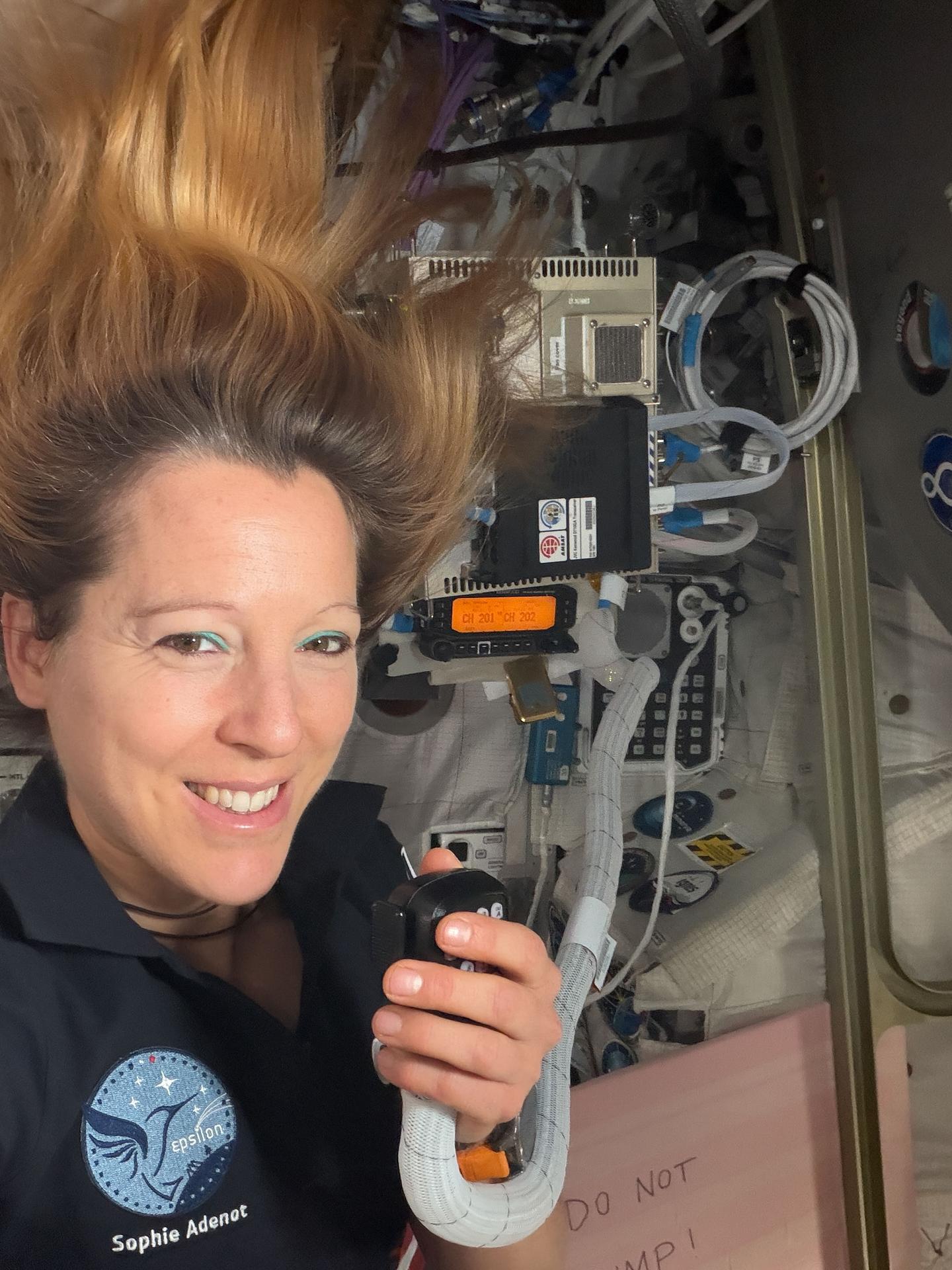 ESA astronaut Sophie Adenot speaks on the International Space Station's ham radio