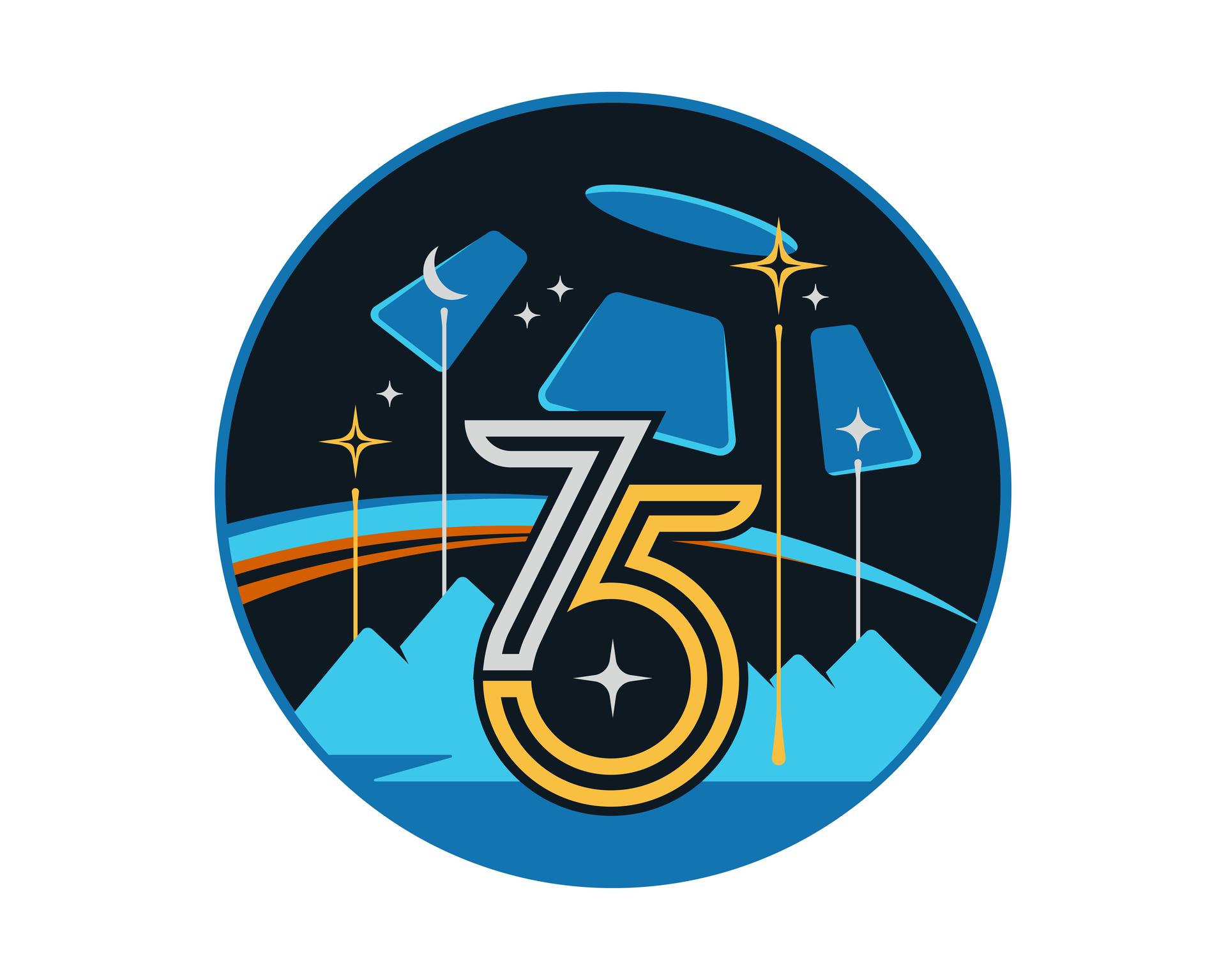 The official mission insignia of the Expedition 75 crew aboard the International Space Station. This patch embodies Expedition 75's mission on the orbital ouitpost, a beacon of human aspiration. Radiant golden and white lines surge from Earth, forging a bond between our planet and the cosmos, illustrating the profound impact of the International Space Station's work on humanity. Above, the cupola's windows, depicted as geometric blue forms, serve as a poignant reminder of our home, connecting astronauts to their loved ones and the breathtaking beauty of Earth. Below, majestic mountain ranges underscore the vital role of our planet's landscapes and ecosystems in our quest for knowledge and preservation. The gradient arc, cradling Earth's curvature, symbolizes our fragile atmosphere and the International Space Station's orbital path, a testament to our relentless pursuit of discovery and growth.