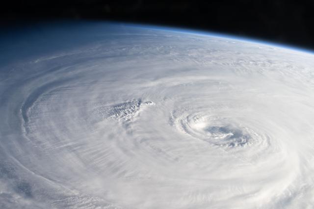 Typhoon Dolphin is pictured as a Category 4 storm in the Pacific Ocean