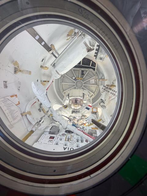 Astronaut Sophie Adenot is pictured inside the International Space Station's Quest airlock