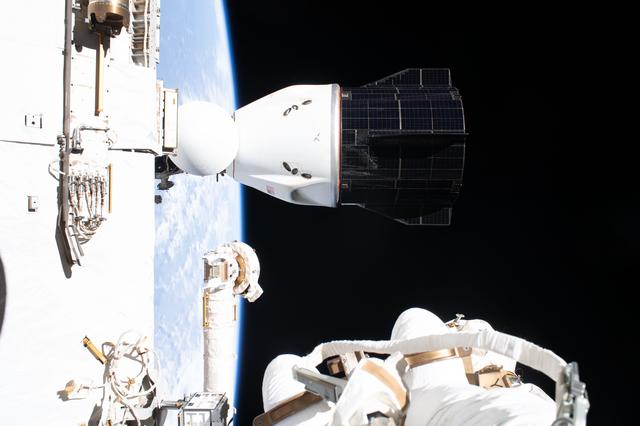 The SpaceX Dragon spacecraft docked to the International Space Station