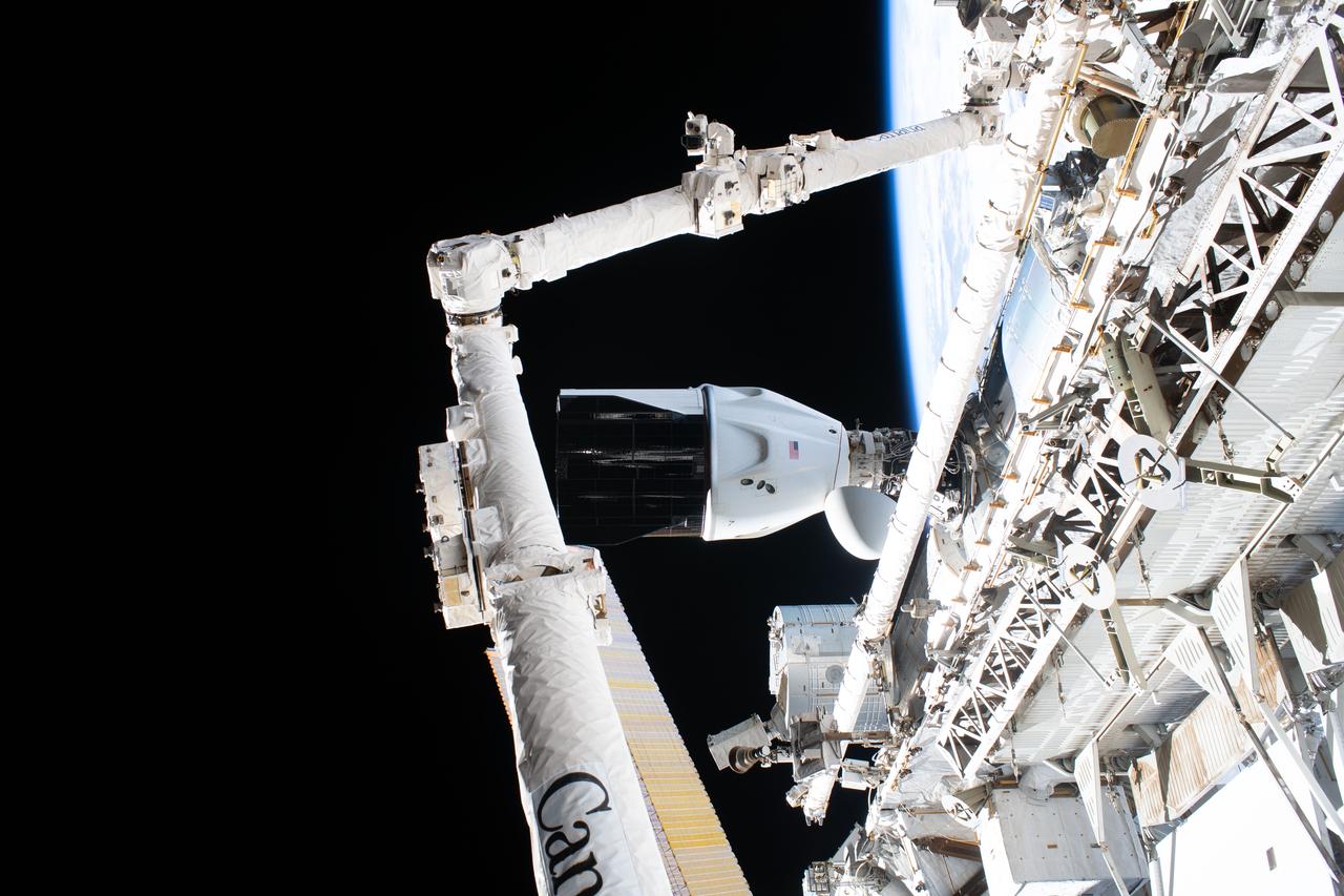 NASA image: The SpaceX Dragon spacecraft and the Canadarm2 robotic arm