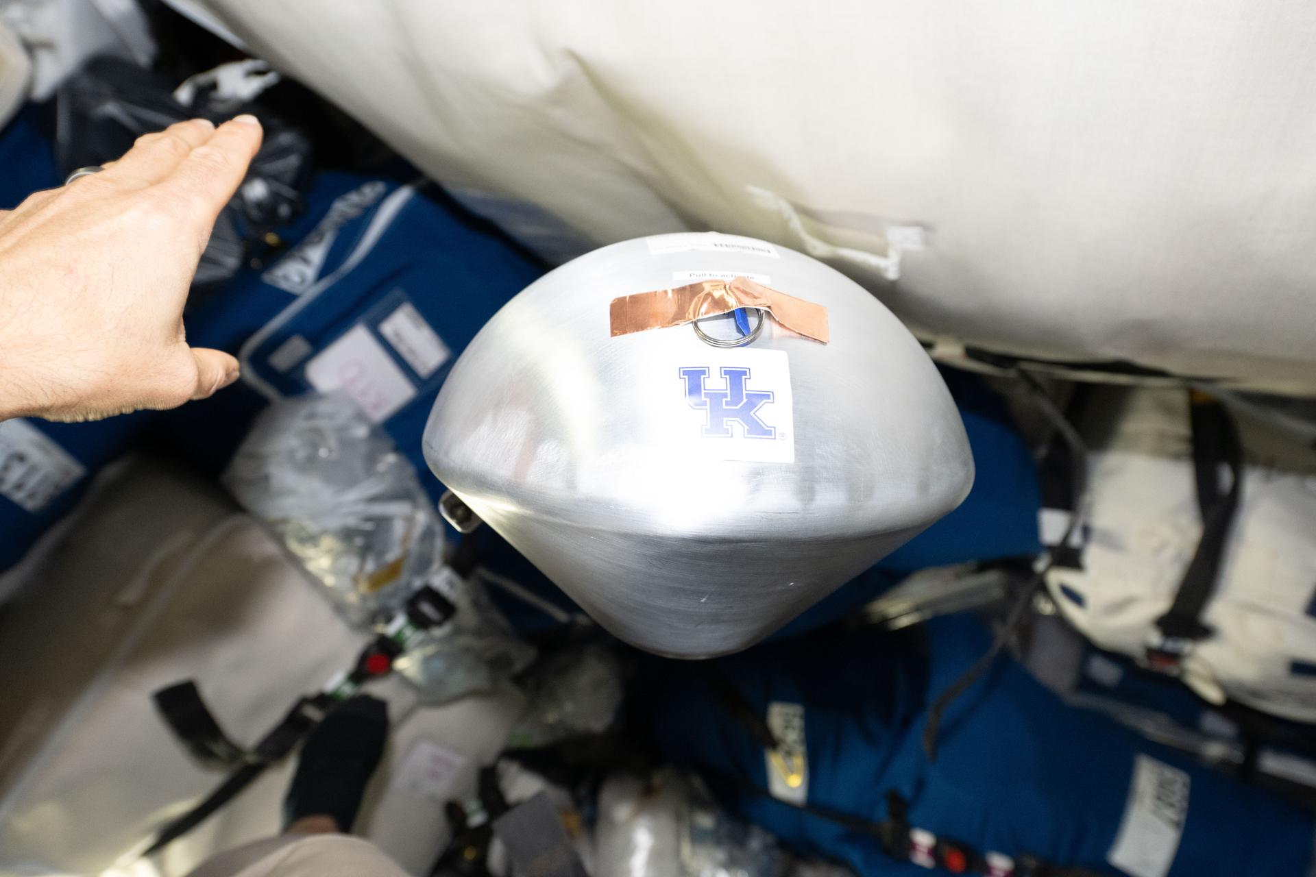 KREPE-3 capsule floats inside the Northrup Grumman Cygnus XL 24 cargo spacecraft. Inside the capsule is a 3-D printed heat shield designed by researchers at NASA’s Johnson Space Center in Houston. The capsule is one of 10 that will be packed inside Cygnus XL for unberthing and release from the International Space Station. As the vehicle re-enters Earth’s atmosphere, it will break up and release the capsules, which will begin capturing data on how each capsule’s unique heat shield material experiences re-entry. The data collected will help researchers at NASA and commercial partners develop the next generation of thermal protection materials for a variety of missions.