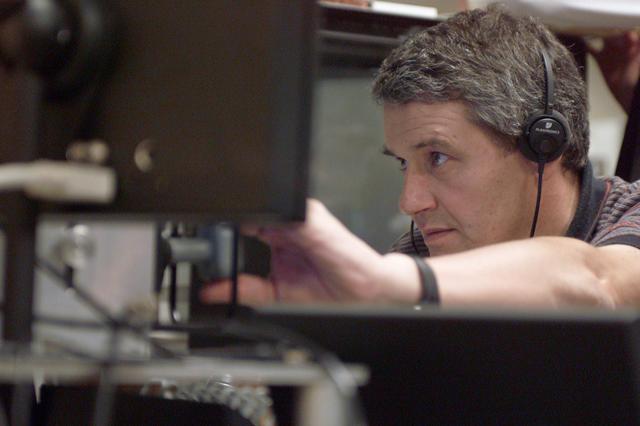 JSC2001-E-39090 (18 October 2001) --- Cosmonaut Valeri G. Korzun, Expedition Five mission commander representing Rosaviakosmos, uses the virtual reality lab at the Johnson Space Center (JSC) to train for his duties on the International Space Station (ISS). This type of computer interface paired with virtual reality training hardware and software helps the entire team for dealing with ISS elements.