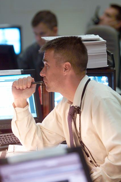 NASA image: Photographic coverage of STS-112 Launch in Mission Control Center (WFCR), Bldg.30.