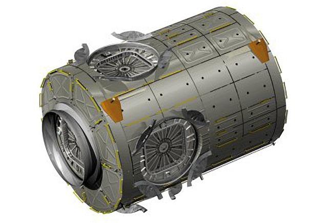 JSC2003-E-39020 (May 2003) --- This graphic shows the International Space Station Node 2 module. The installment of Node 2 to the station will signify the U.S. Core Complete stage of assembly, at which time the station can support the addition of international laboratories from Europe and Japan. Node 2 will provide a passageway between four International Space Station science experiment modules: the U.S. Destiny Laboratory, the Kibo Japanese Experiment Module, the European Columbus Laboratory and the Centrifuge Accommodation Module. Under contract of the Italian Space Agency (ASI), Alenia Spazio in Turin, Italy led a consortium of European sub-contractors to build Node 2. The module was built for NASA under a barter agreement with the European Space Agency (ESA) in exchange for the launch of the European Columbus Laboratory by the space shuttle to the International Space Station.  Photo Credit: Italian Space Agency (ASI).