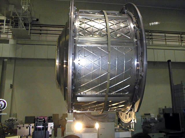 JSC2003-E-42550 (For Release: 18 June 2003) --- The Experiment Logistics Modules-Pressurized Section (ELM-PS) of the Japanese Experiment Module (JEM), Japan's primary contribution to the International Space Station (ISS), is shown in a processing facility. There are two JEM logistics modules, one each for the Pressurized Module and the Exposed Facility, that serve as on-orbit storage areas that house materials for experiments, maintenance tools and supplies. The ELM-PS is a short cylinder that attaches to the top of the JEM Pressurized Module. Photo Credit: NASDA